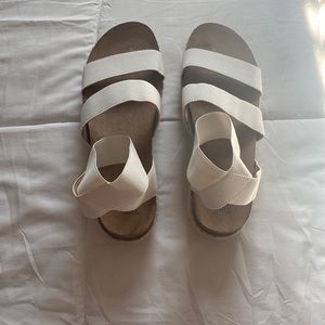 White and Tan Small Platform Shoes